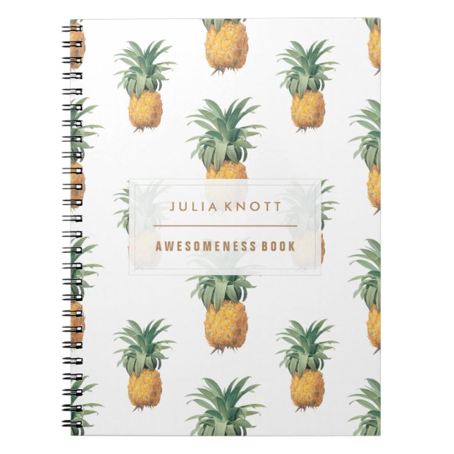 Carnet PixDezines Ananas Vintage/fond+texte DIY (Devant)