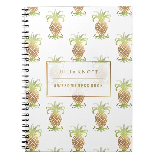 Carnet PixDezines Faux Ananas Or/arrière - plan DO-IT-YOU (Devant)