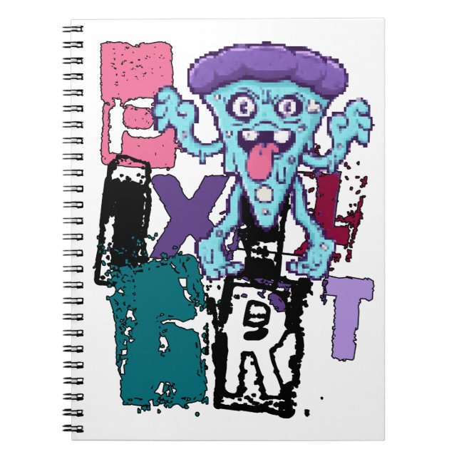 Carnet Pixel art et monstre bleu (Devant)