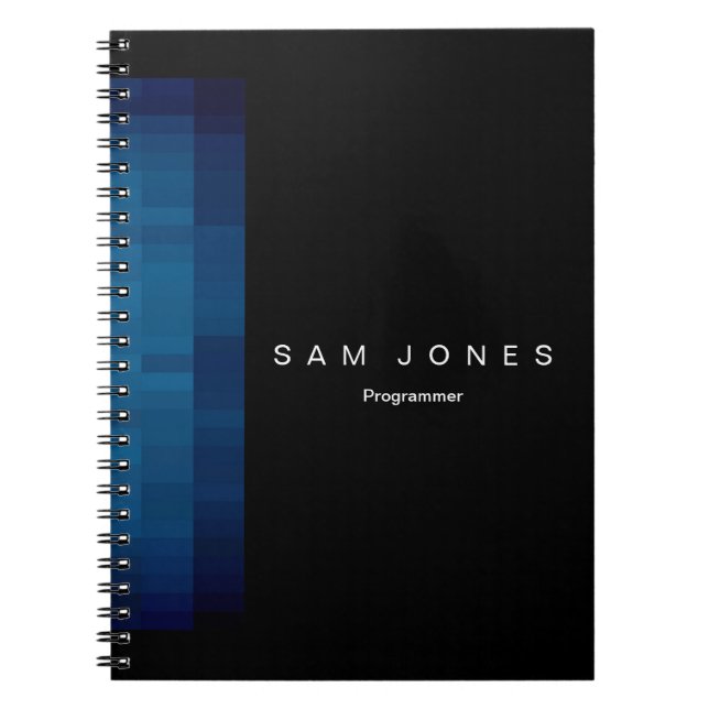Carnet Pixel Noir et Bleu Moderne (Devant)