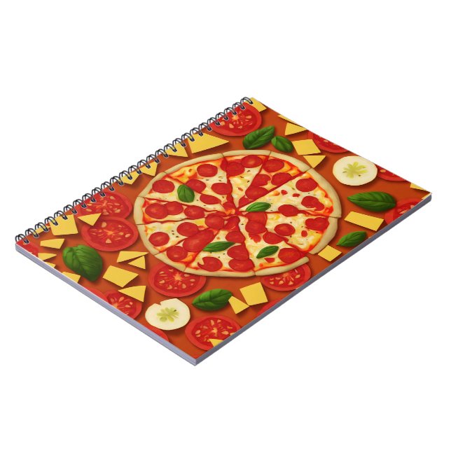 Carnet Pizza tomate basilic motif lumineux (Côté gauche)