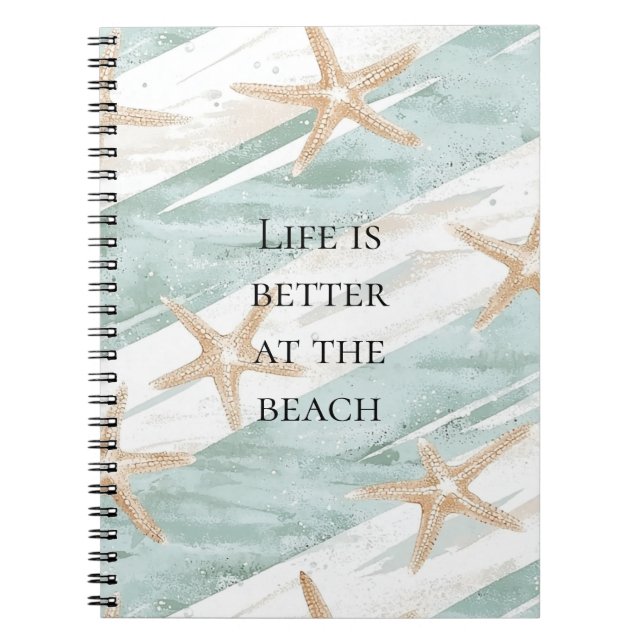 Carnet Plage Aqua Mint Starfish Grandes (Devant)