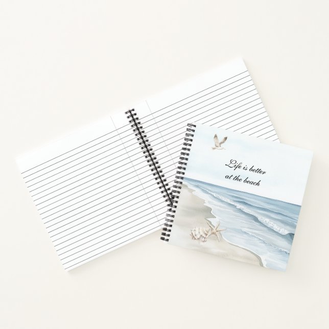 Carnet Plage bleue étoile de mer océan oiseaux de mer  (Intérieur)