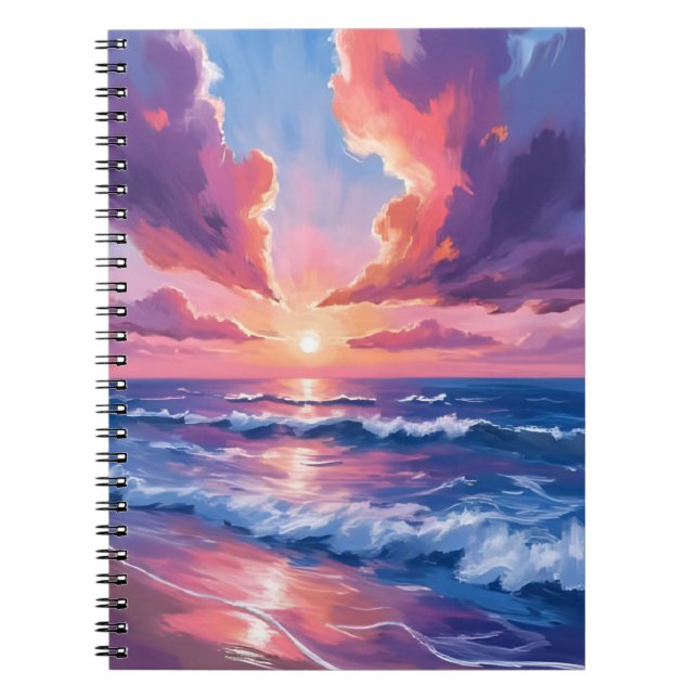 Carnet Plage de barbe à papa Coucher de soleil Océan Aqua (Devant)