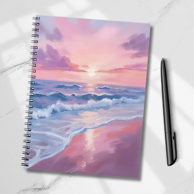 Carnet Plage de barbe à papa | Peinture de vagues océaniq (Créateur téléchargé)