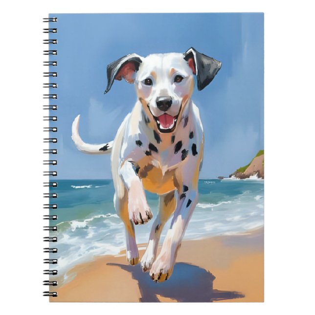 Carnet Plage de chien dalmate aquarelle peinture d'animal (Devant)