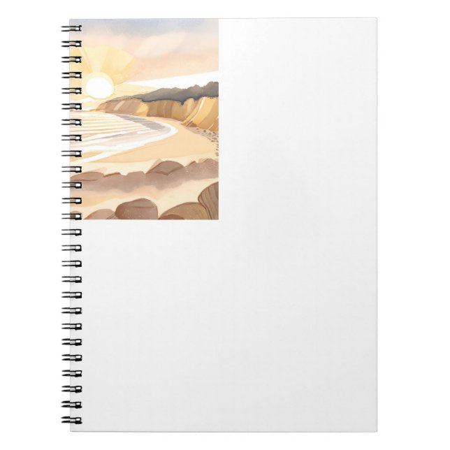 Carnet Plage de coucher de soleil | Aquarelle océanique C (Devant)