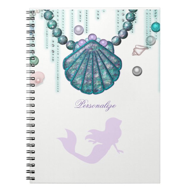 Carnet Plage de Mermaid en violet Glam Sparkle personnali (Devant)