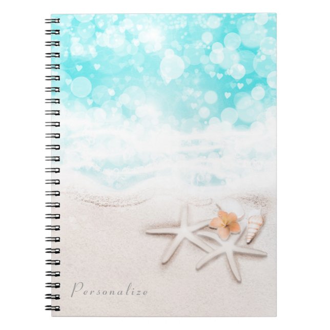 Carnet Plage de sable blanc Starfish Blue Ocean Tropical (Devant)