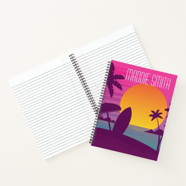 Carnet Plage de surf de coucher de soleil violet (Intérieur)