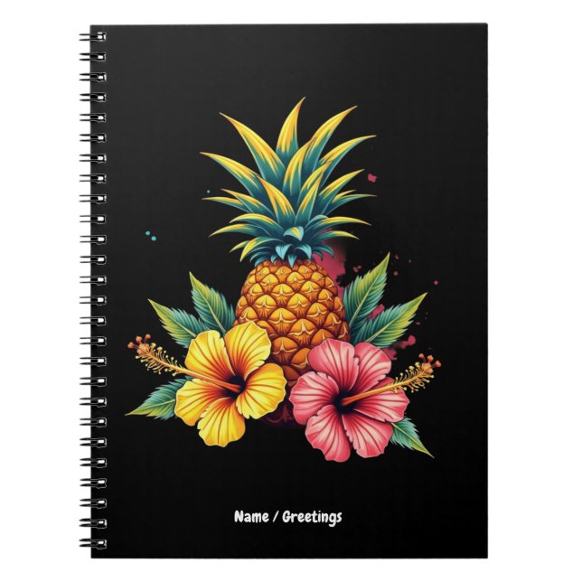Carnet Plage d'été Hawaii Floral d'Ananas et Hibiscus (Devant)
