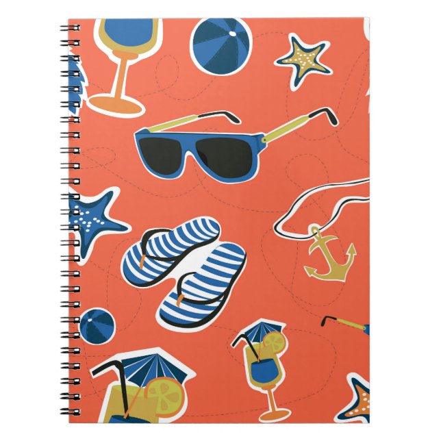 Carnet Plage d'été : Relaxant Motif sans couture. (Devant)
