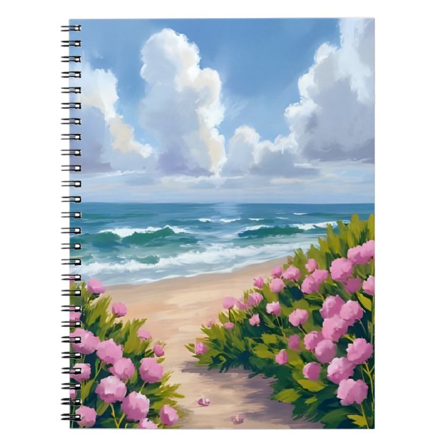 Carnet Plage en fleurs | Hydrangea rose Côte océane côtiè (Devant)