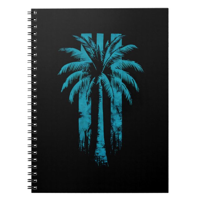 Carnet Plage Hawaïenne Été Vacances Tropicales Palmier (Devant)