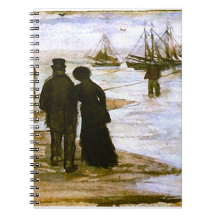 Carnet Plage Personnes Marche & Bateaux Van Gogh Art