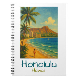 Carnet Plage Rétro Honolulu Hawaii Waikiki