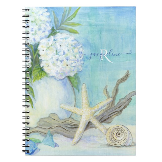 Carnet Plage Seashell Starfish Bleu White Sea Shore (Devant)
