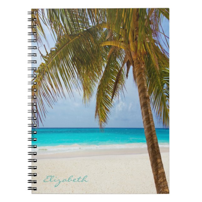 Carnet Plage tropicale branchée cool, palmier-personnalis (Devant)