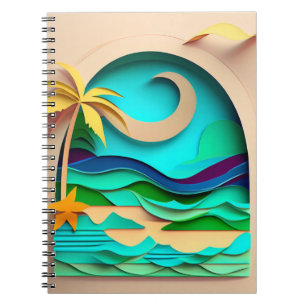 Carnet Plage tropicale de Papercraft 3D