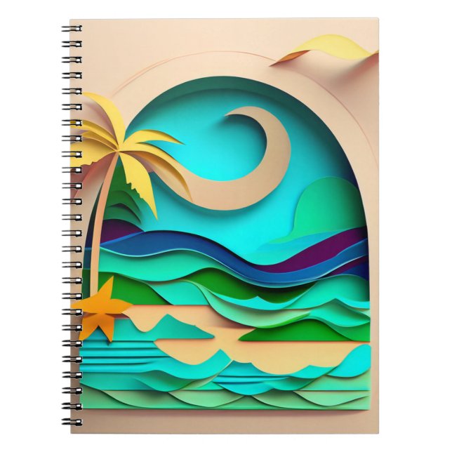 Carnet Plage tropicale de Papercraft 3D (Devant)