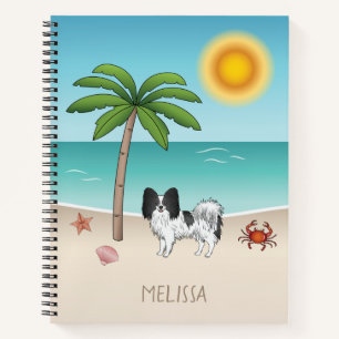 Carnet Plage Tropicale d'été de Chien de Papillon noir et