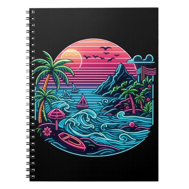 Carnet Plage tropicale/néon hawaïen (Devant)