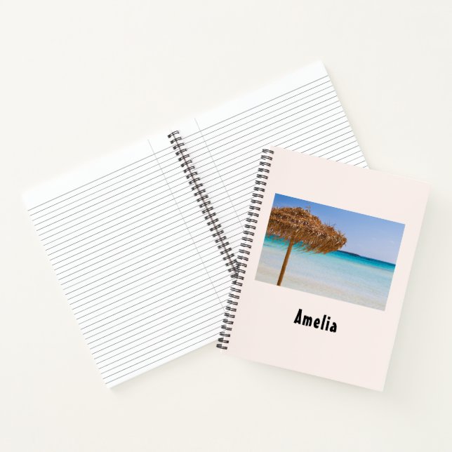 Carnet Plage tropicale panoramique avec parasol en paille (Intérieur)