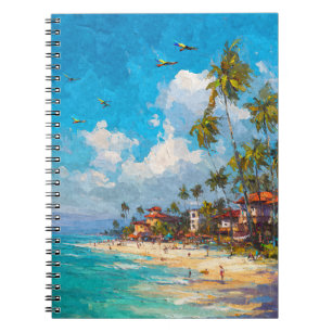 Carnet Plage tropicale Parrots Palm Sky Art