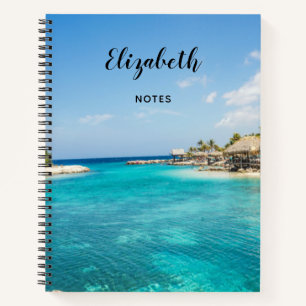 Carnet Plage tropicale pittoresque avec huttes de chaume 