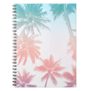 Carnet Plage Vintage Sunset Palm Trees