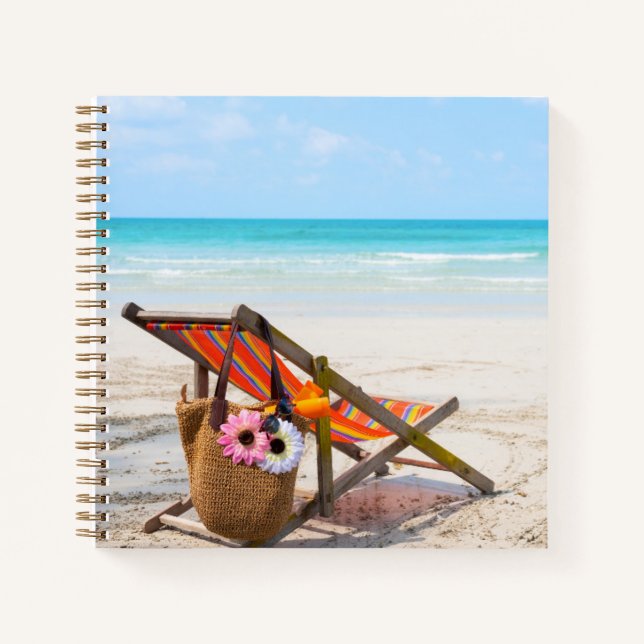Carnet Plages tropicales | Chaise de plage sur sable (Devant)