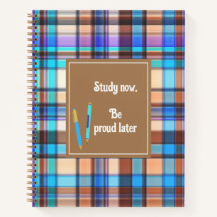 Carnet plaid Brown et bleu personnalisé