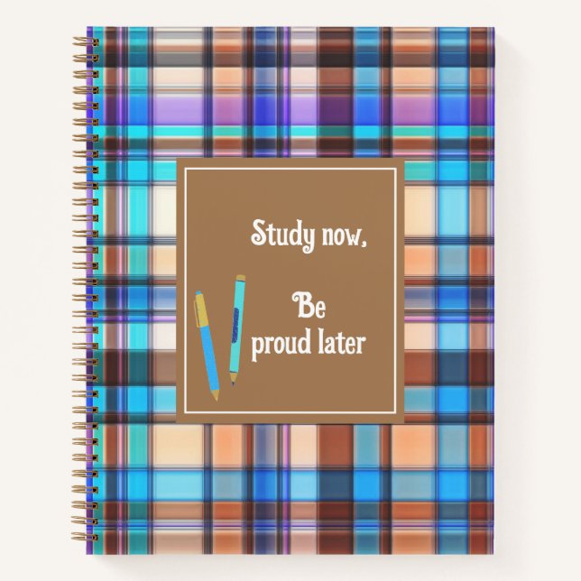 Carnet plaid Brown et bleu personnalisé (Devant)