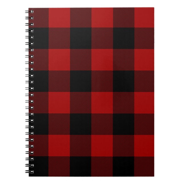 Carnet Plaid de buffle noir et rouge (Devant)