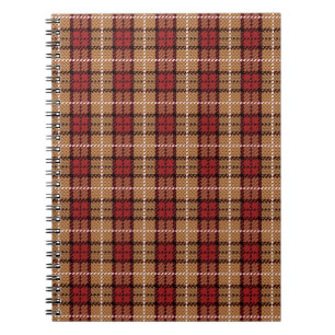 Carnet Plaid de pixel en rouge et or