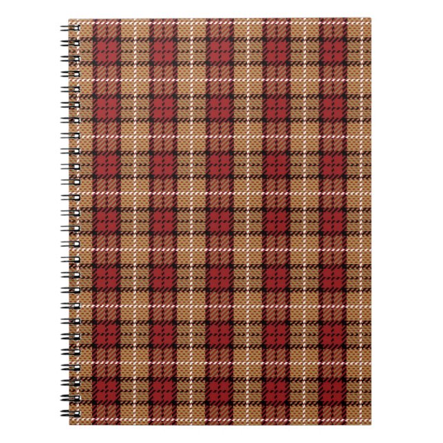 Carnet Plaid de pixel en rouge et or (Devant)