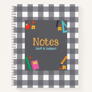 Carnet Plaid gris personnalisable
