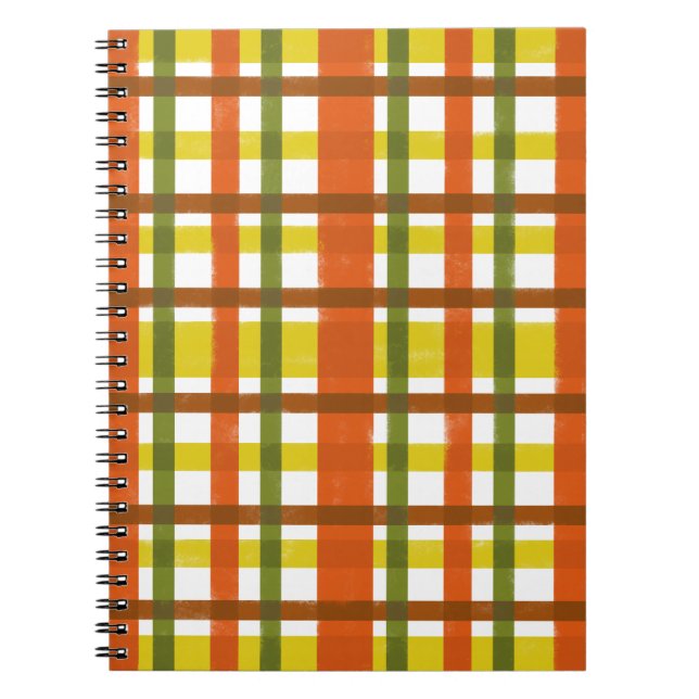 Carnet Plaid les années 70 orange jaune (Devant)