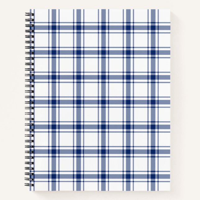 Carnet Plaid Nautical Bleu et Blanc (Devant)