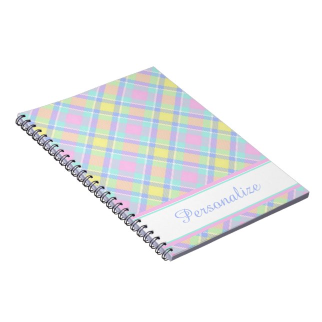 Carnet Plaid pastel personnalisé (Côté Droit)