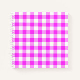 Carnet Plaid personnalisé rose et blanc