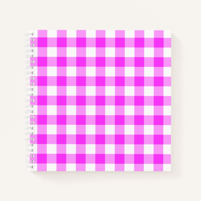 Carnet Plaid personnalisé rose et blanc (Devant)