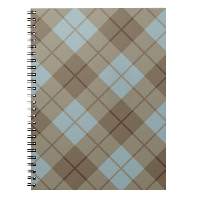 Carnet Plaid polarisé dans le bleu et le brun (Devant)
