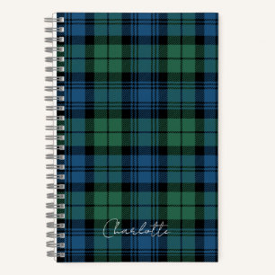 Carnet Plaid rustique Campbell vert bleu Tartan