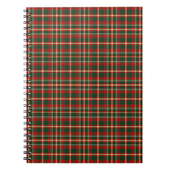 Carnet Plaid Tartan de Noël Classique Rouge Vert Or (Devant)