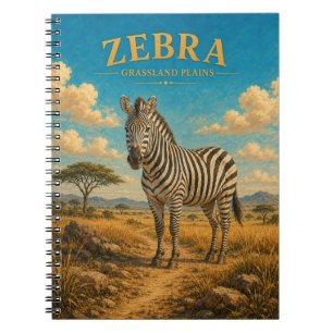 Carnet Plaine herbeuse au zèbre aquarelle GeoSaga