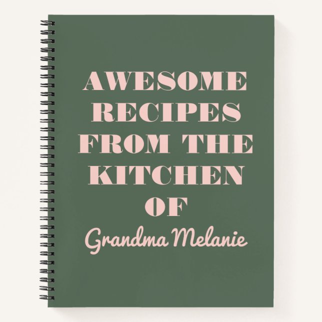 Carnet Plaisante Retro Typographie rose et vert Grandma R (Devant)