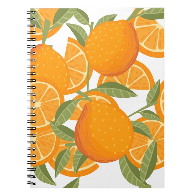 Carnet Plaisir aux agrumes : Motif aux fruits orange (Devant)