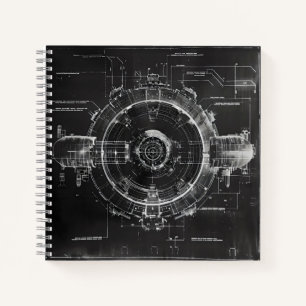 Carnet Plan de station spatiale sci-fi bleu foncé