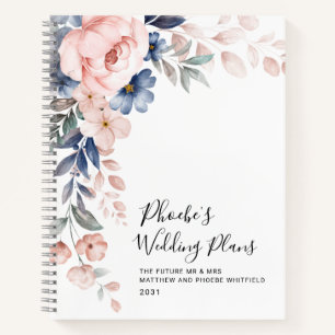 Carnet Plan Mariage Floral Aquarelle rose